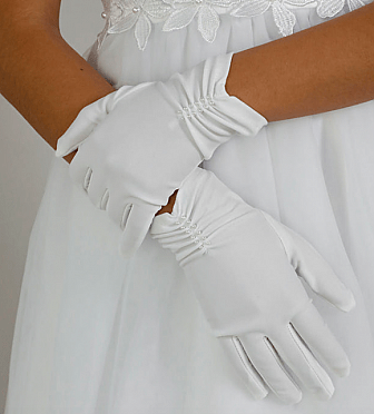 US Angels Satin Gloves with Pearls